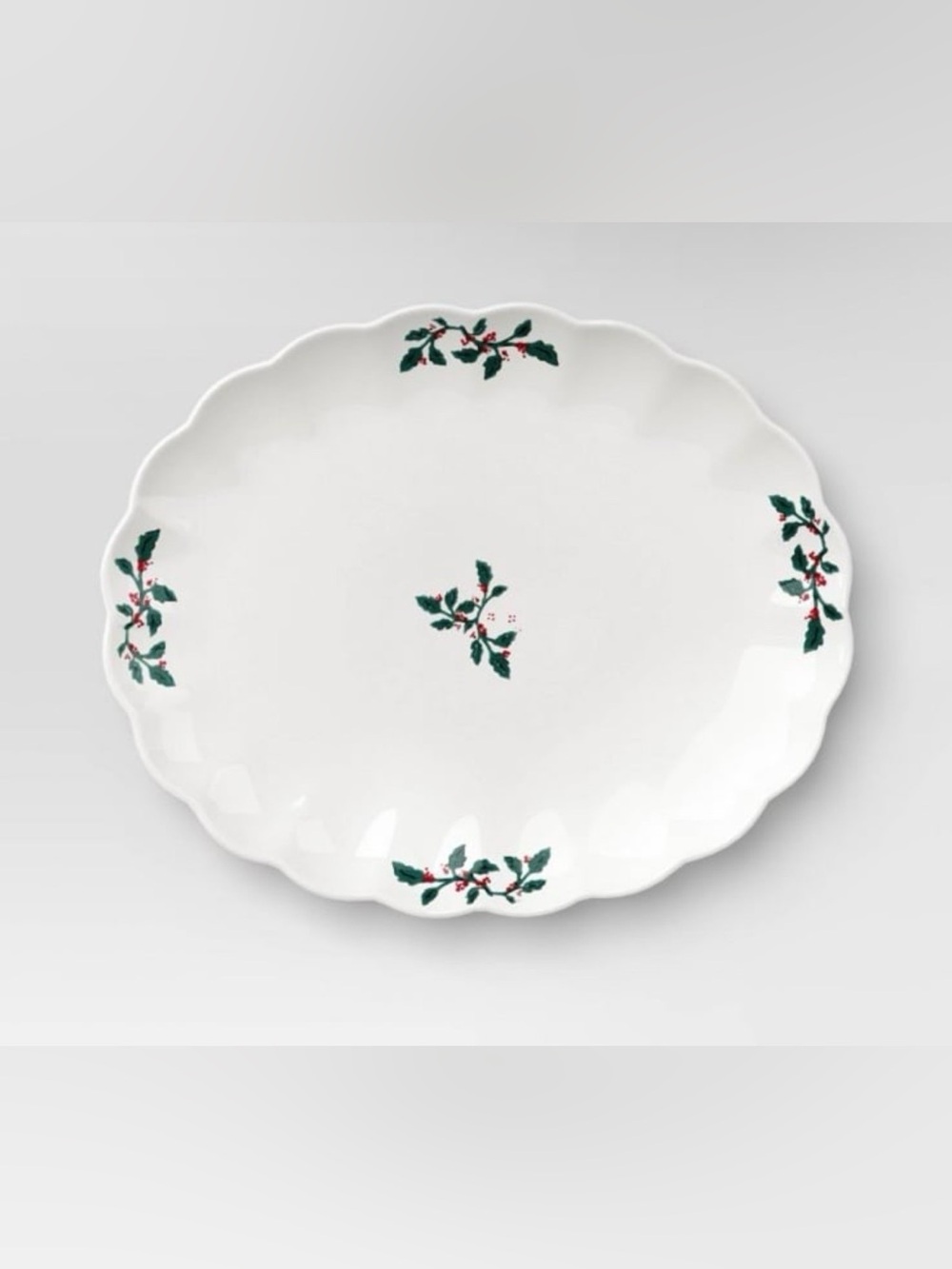 Medium Scallop Holly Berry Serving Platter from Threshold - New with Tag